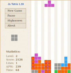 Représentation animée d'un plateau de jeu de Tetris.