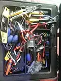 Boîte à outils en usage.