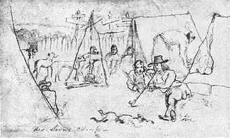 Amérindiens et Américains lors du traité de la Traverse des Sioux en 1851.
