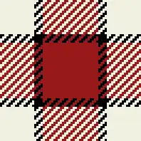 Dans W32-K4-R26, le décompte de 26 fils introduit un décalage visible dans les croisements entre le filet noir et les bandes du undercheck.