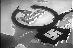 Représentation du mouvement en tenaille imaginé par la stratégie allemande pour envahir finalement le Royaume-Uni