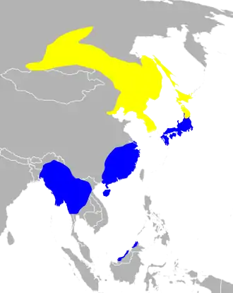 Description de l'image Rallus indicus distribution map.svg.