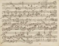 Manuscrit pour piano à l'encre sépia
