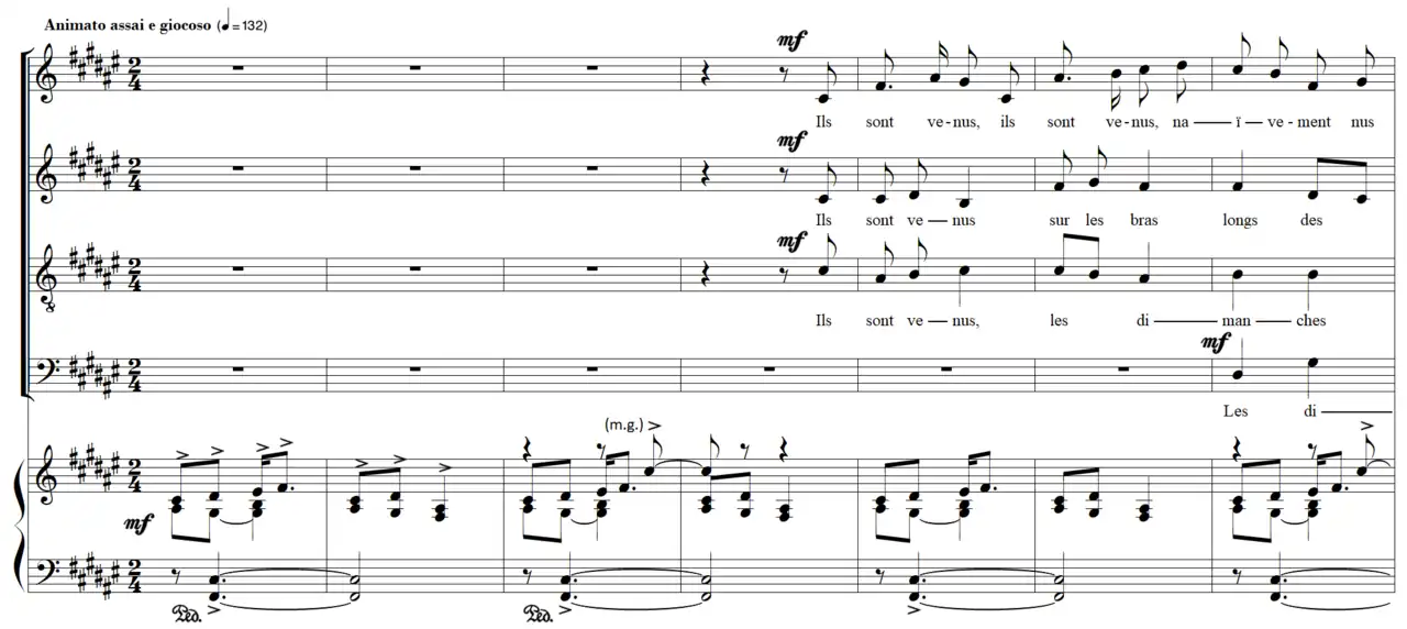Partition pour quatuor vocal et piano