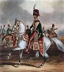 Officier du 11th hussars en 1856.