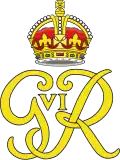 Monogramme du roi George VI, surmonté de la couronne Tudor.