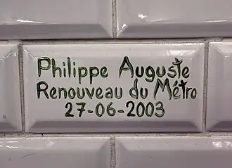 Carreau en souvenir de l'opération « Renouveau du métro ».