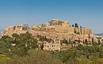 Panorama sur l'acropole d'Athènes depuis le monument de Philopappos.
