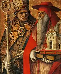 Détail des saints Ansevin et Jérôme.