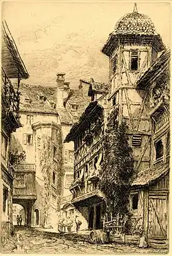 Cour du Corbeau (gravure de Charles Pinet[5])