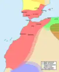 Extension maximale de l'Empire almoravide (début XIIIe&nbsp;siècle)