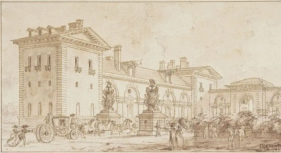 Façade des écuries en 1784.