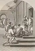 Saint Bruno aux pieds de Saint Hugues, évêque de Grenoble, d'après Eustache Le Sueur.