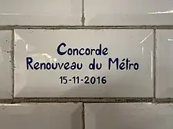Carreau en souvenir de l'opération « Renouveau du métro ».