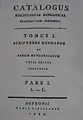 Catalogue des livres de Ferenc Széchényi, imprimé en 1799