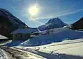 Vue du côté Nord, au fond les aiguilles de Praz.