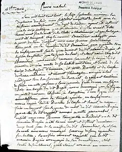 Procès-verbal du décès de Maurice Dupin à Nohant-Vic, le 16 septembre 1808. Première page du document.