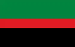 Un drapeau constitué de trois bandes, verte, rouge et noire.