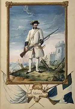 Soldat du régiment de La Marine en 1757.