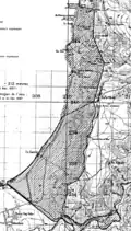En couleur sombre, la zone démilitarisée sud d'Ein Gev (Nukayeb), Al-Samara, Al-Hama.