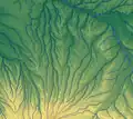 Le chevelu des rivières gersoises irriguant les coteaux de Gascogne, entre piémont pyrénéen et Garonne.