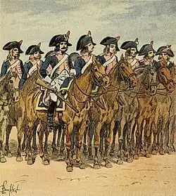 tableau des cavaliers armés prêt pour le combat