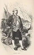 Suffren dans une gravure d'un livre d’histoire de la fin du XIXe&nbsp;siècle.