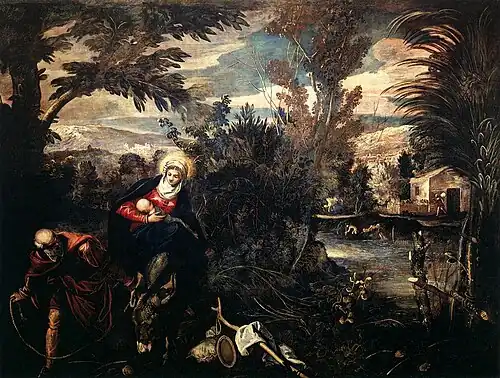 La Fuite en Égypte 1582-1585, détail.