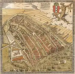 Gravure représentant Amsterdam en 1544