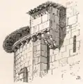 La bretèche de la façade nord, dessin de Léo Drouyn (1880)