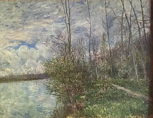 Alfred Sisley, Le Chemin des Petits Près à By, temps d'orage, retrouvé en 1949 en Allemagne, conservé au musée d'art et d'histoire de Meudon