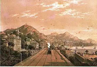 La ligne de chemin de fer Turin-Gênes et la Villa Di Negro Rosazza.