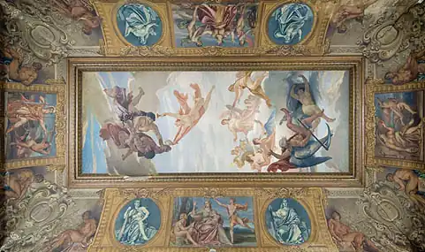 Archives nationales (Paris) : hôtel de Soubise - Plafond de l'escalier d'honneur. Peinture de Félix-Armand-Marie Jobbé-Duval.