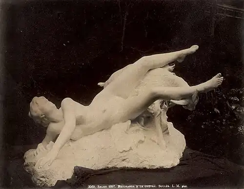 Bacchante à la chèvre (Salon de 1897), groupe en marbre dans son état original, musée des Beaux-Arts de Bordeaux.