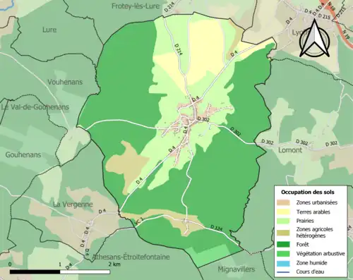 Carte en couleurs présentant l'occupation des sols.