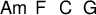 
\new ChordNames \chordmode { 
  a:m f c g
}
