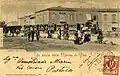 Carte postale représentant l'arrivée du train.