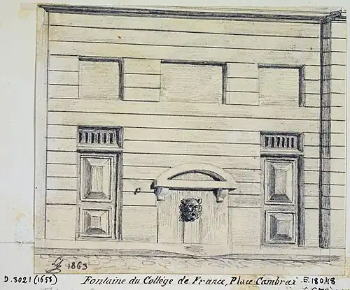 La fontaine en 1863 dessinée par Léon Leymonnerye.