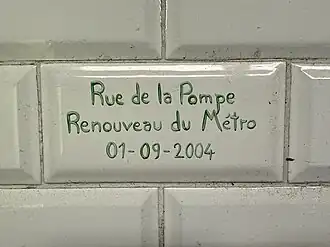 Carreau en souvenir de l'opération « Renouveau du métro ».