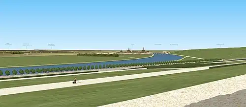 Restitution de la vue depuis les jardins hauts du château de Champlatreux à Saintry-sur-Seine, fin XVIIe début XVIIIe siècles