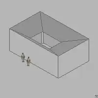 Un atrium impluvium, où l'eau de pluie s'écoule vers l'intérieur.