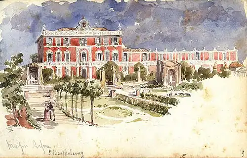 Vue de la villa de la famille Arson au XIXe&nbsp;siècle.