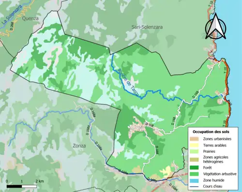 Carte en couleurs présentant l'occupation des sols.