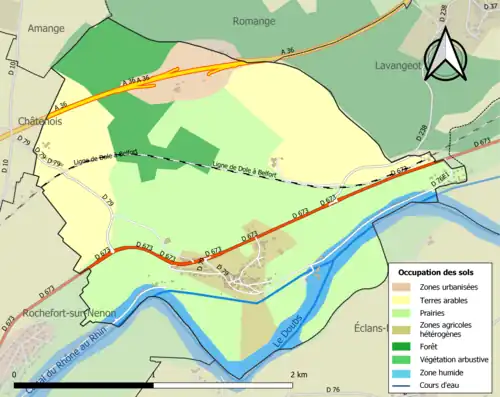Carte en couleurs présentant l'occupation des sols.
