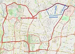 Situation d'Ekhtiarieh dans le 3e arrondissement de Téhéran