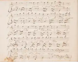 Dernière page de la cantate Clori vezzosa e bella