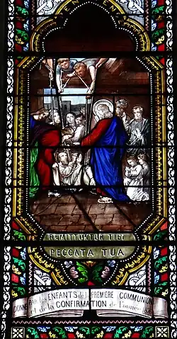 Verrière des Sacrements - Pénitence : Remittuntur tibi peccata tua, Tes péchés te sont remis (Évangile selon Matthieu, chapitre IX, verset 2)