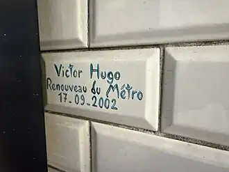 Carreau en souvenir de l'opération « Renouveau du métro ».