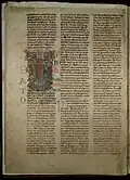 Folio 4 verso, initiale "T" avec l'image de saint Taurin.