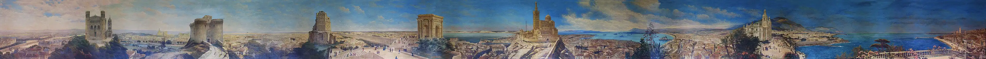Fresque représentant des paysages de Lyon à Menton